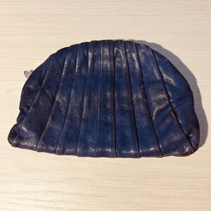 Womens Kooba Leather Semi Circle Zip Makeup Bag Clutch Boho Distressed  Festival